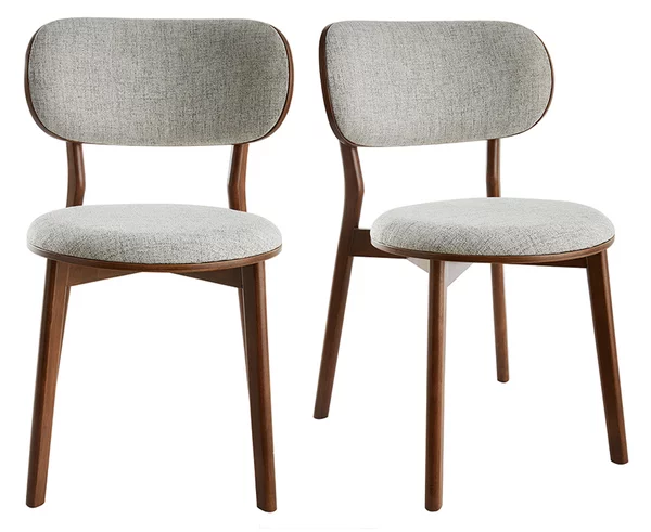 Sedie scandinave in legno scuro e tessuto grigio (set di 2) FAUVETTE