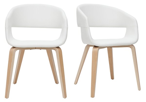Sedie design in poliuretano bianco e base legno chiaro (set di 2) SLAM