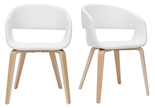 Sedie design in poliuretano bianco e base legno chiaro (set di 2) SLAM