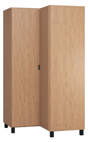 Armadio a giorno angolare 254-194x205h cm in legno bianco con cassetti  ripiani e barra appendiabiti - Bernac