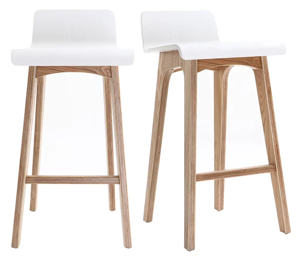 Sgabelli da bar scandinavi legno chiaro e bianco H65 cm (set di 2) BALTIK