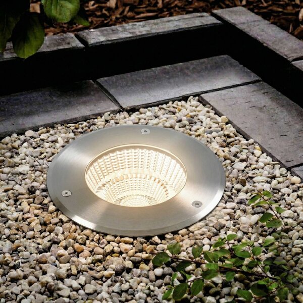 Faretto da incasso a LED Arcchio Thentos, Ø 18 cm, 60°, nichel, IP67 Thentos, Alluminio / Grigio / Zincato, Acciaio Inox, Faretto da incasso da terra