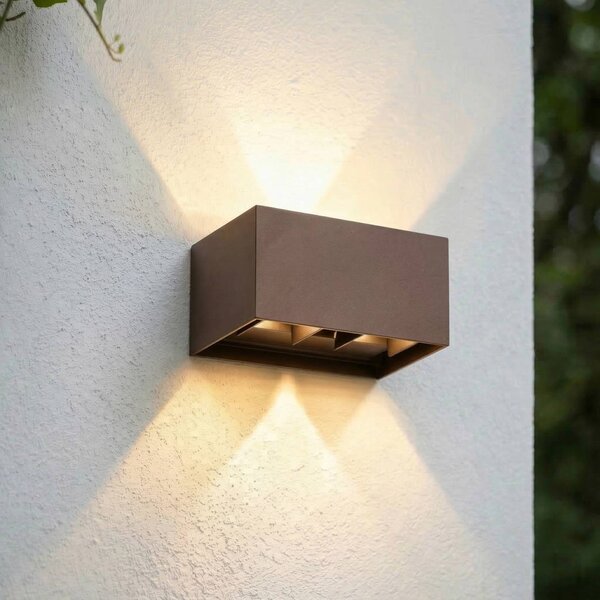 Applique da esterni a LED Nivar Lindby, Marrone / Ruggine, Alluminio, Moderno, Applique LED da esterni