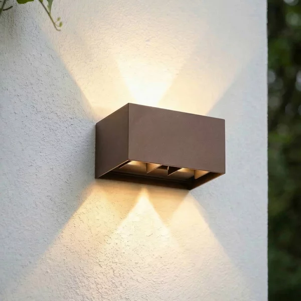 Applique da esterni a LED Nivar Lindby, Marrone / Ruggine, Alluminio, Moderno, Applique LED da esterni