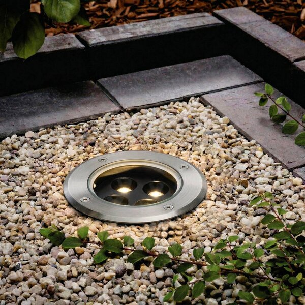 Faretto da incasso a LED Arcchio Thentos, Ø 12 cm, 40°, nichel, IP67 Thentos, Alluminio / Grigio / Zincato, Acciaio Inox, Faretto da incasso da terra