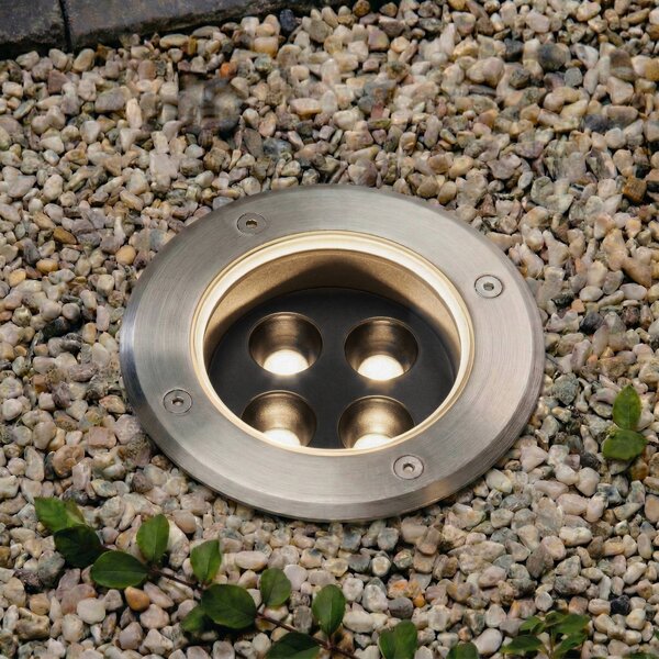 Faretto da incasso a LED Arcchio Thentos, Ø 12 cm, 40°, nichel, IP67 Thentos, Alluminio / Grigio / Zincato, Acciaio Inox, Faretto da incasso da terra