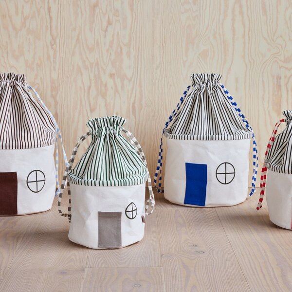 Cesta per giochi da bambino verde/color crema in tessuto ø 26x40 cm Koya – OYOY Mini