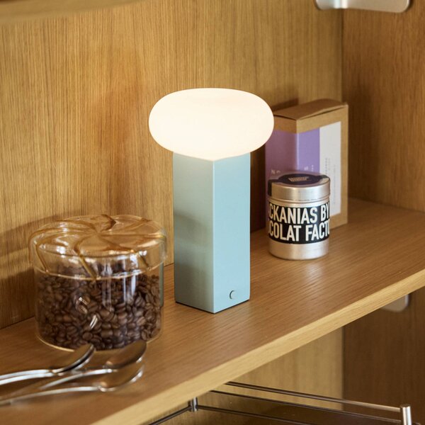Hübsch Lampada LED da tavolo ricaricabile LOW, blu, altezza 20 cm, metallo, dimmerabile, Blu, Soggiorno / Sala da pranzo, Metallo, Moderno