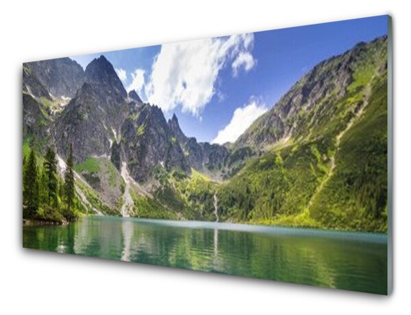 Quadro su vetro Paesaggio del lago di montagna 100x50 cm