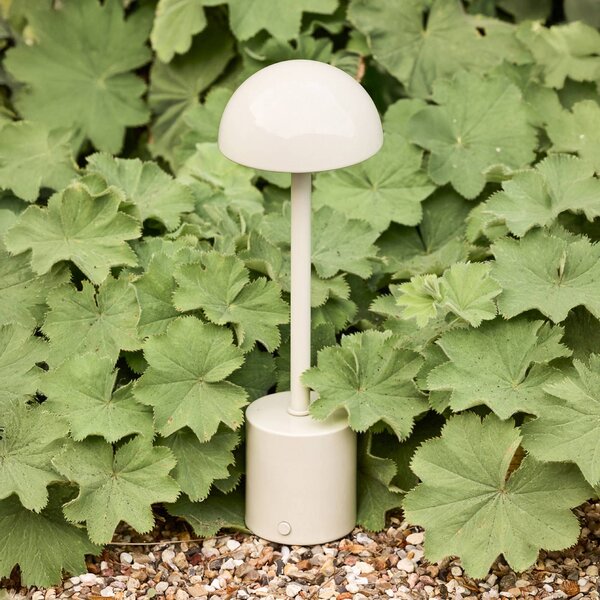 Hübsch Lampada LED da tavolo ricaricabile Taten, color sabbia, altezza 30 cm, metallo dimmerabile, Crema / Ambra, Metallo, Moderno