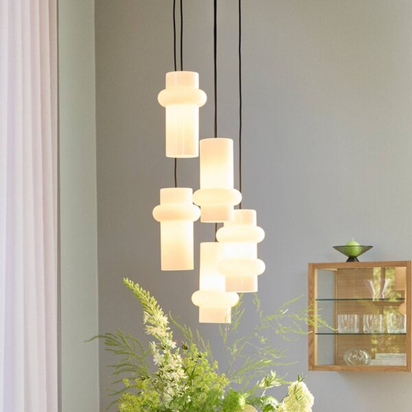 Hübsch Lampada a sospensione Pilule Up, dimmerabile, Bianco / Opale, Soggiorno / Sala da pranzo, Vetro, Scandinavo, Lampada a sospensione