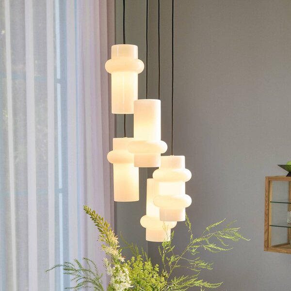 Hübsch Lampada a sospensione Pilule Up, dimmerabile, Bianco / Opale, Soggiorno / Sala da pranzo, Vetro, Scandinavo, Lampada a sospensione