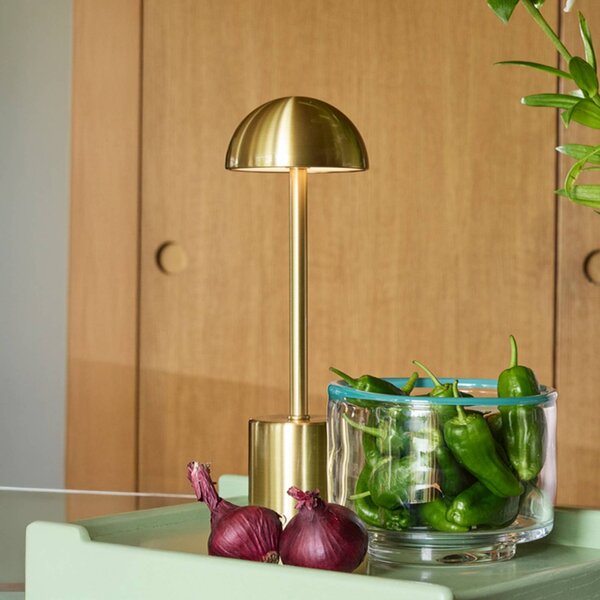 Hübsch Lampada LED da tavolo Taten, color ottone, altezza 30 cm, metallo dimmerabile, Ottone / Oro, Metallo, Moderno