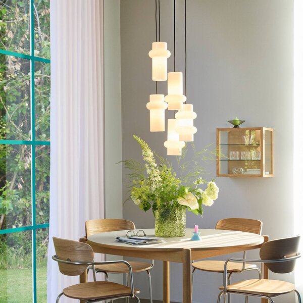 Hübsch Lampada a sospensione Pilule Down, dimmerabile, Bianco / Opale, Soggiorno / Sala da pranzo, Vetro, Scandinavo, Lampada a sospensione