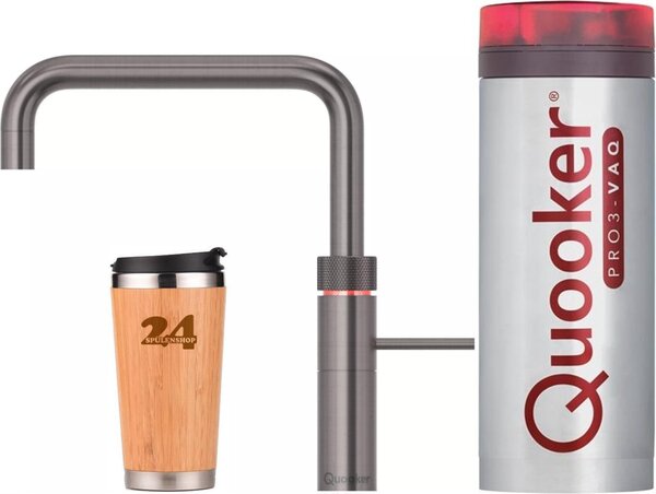 "QUOOKER FUSION Square VAQ PRO3 Gunmetal PVD & 100°C tap (3FSGME)" Miscelatore per lavello da cucina con funzione di acqua bollente a 100°C *Include termo tazza