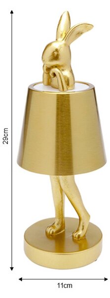 KARE Lampada da tavolo a batteria LED Animal Rabbit, oro, IP54, 29 cm dimmerabile, Ottone / Oro, Soggiorno / Sala da pranzo, Plastica, Design