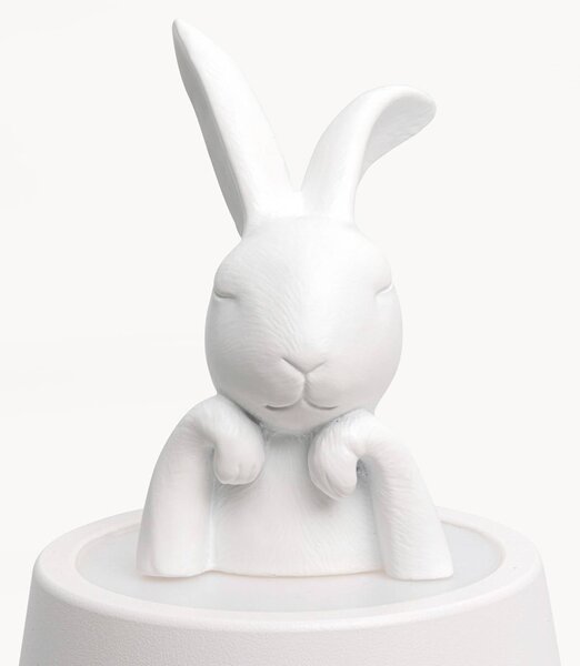 KARE Lampada da tavolo a batteria LED Animal Rabbit, bianca, IP54, 29 cm dimmerabile, Bianco / Opale, Soggiorno / Sala da pranzo, Plastica, Design