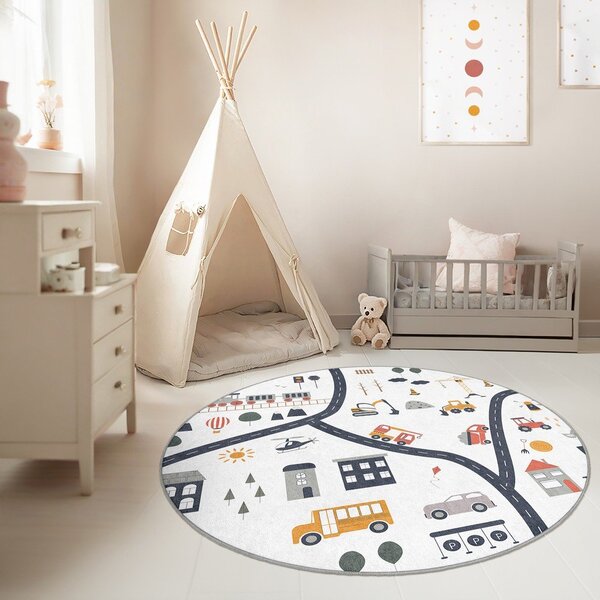 Tappeto da gioco per bambini lavabile ø120 cm World Around Me – Mila Home