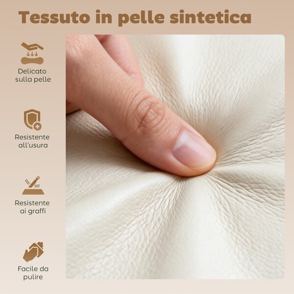 HOMCOM Set 2 Sgabelli da Bar Regolabili con Poggiapiedi, in Pelle PU e Acciaio, 39.5x44x88-110 cm, Crema | Aosom Italy