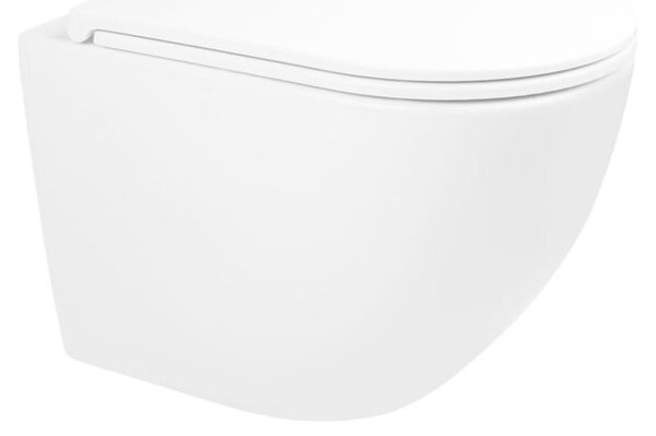 WC sospeso a muro OLTENS Hamnes, modello Stille, con scarico profondo e tecnologia PureRim, dimensioni 35,5 x 52 cm, set comprensivo di copriwater Ovan Slim con sistema SmartClean