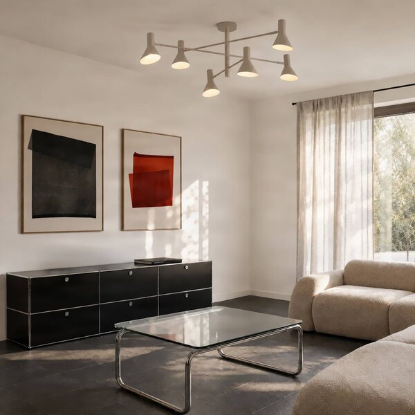 Plafoniera soffitto Milia NOLA, dimmerabile, Crema / Ambra, Soggiorno / Sala da pranzo, Metallo, Plafoniera