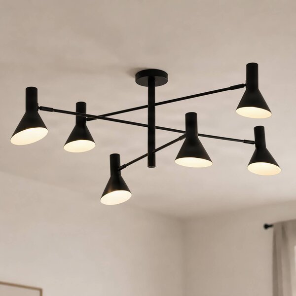 Plafoniera soffitto Milia NOLA, dimmerabile, Nero, Soggiorno / Sala da pranzo, Metallo, Plafoniera
