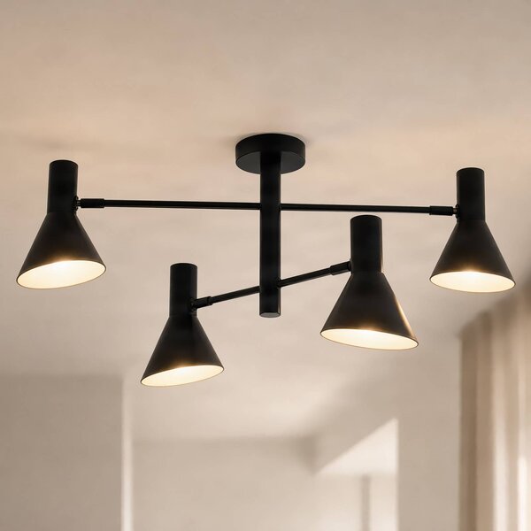 Plafoniera soffitto Milia NOLA, dimmerabile, Nero, Soggiorno / Sala da pranzo, Metallo, Plafoniera