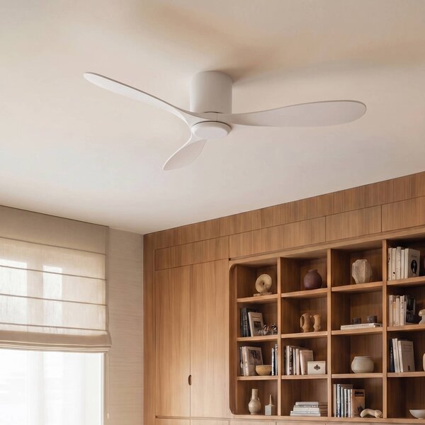 Ventilatore da soffitto Lucande Solenus, bianco, Ø 134 cm, silenzioso Solenus, Bianco / Opale, Soggiorno / Sala da pranzo, Plastica, Moderno