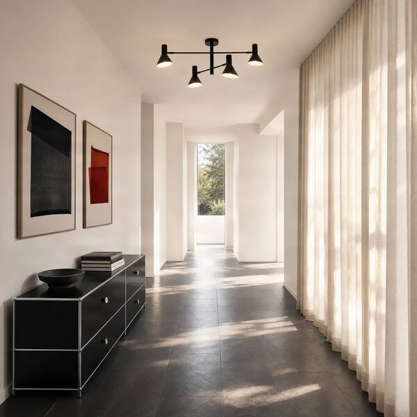 Plafoniera soffitto Milia NOLA, dimmerabile, Nero, Soggiorno / Sala da pranzo, Metallo, Plafoniera
