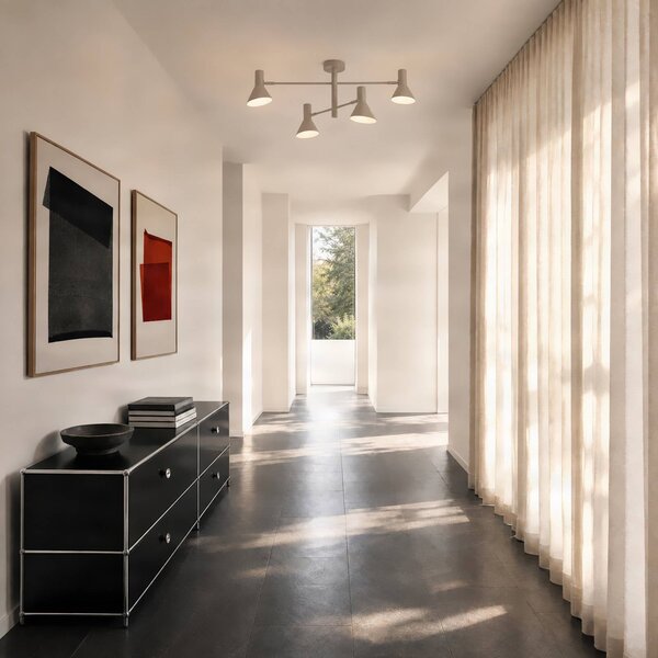Plafoniera soffitto Milia NOLA, dimmerabile, Crema / Ambra, Soggiorno / Sala da pranzo, Metallo, Plafoniera