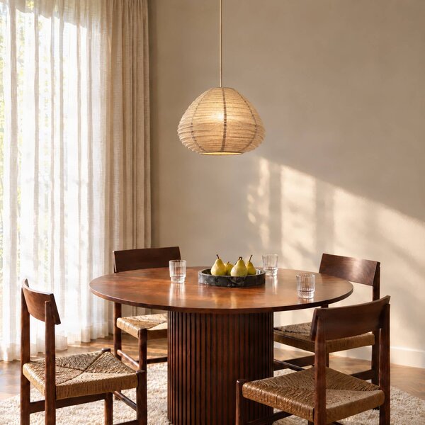 Lampada a sospensione Autumn Lindby, dimmerabile, Alluminio / Grigio / Zincato, Soggiorno / Sala da pranzo, Tessuto / Stoffa / Seta, Scandinavo, Lampada a sospensione