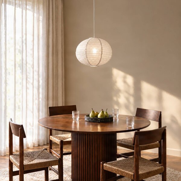 Lampada a sospensione Autumn Lindby, dimmerabile, Crema / Ambra, Soggiorno / Sala da pranzo, Tessuto / Stoffa / Seta, Scandinavo, Lampada a sospensione