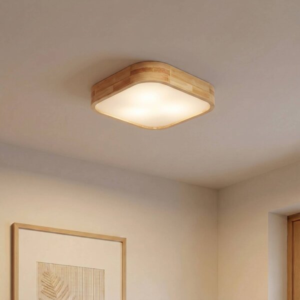 Plafoniera soffitto Tanju Lindby, dimmerabile, Legno chiaro, Soggiorno / Sala da pranzo, Legno, Plafoniera