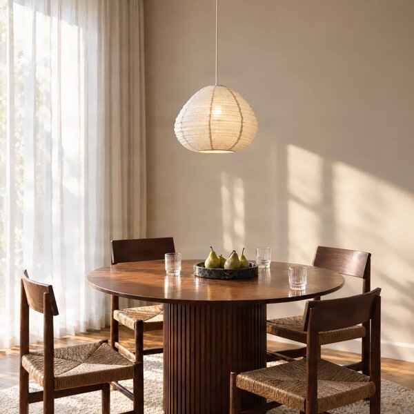 Lampada a sospensione Autumn Lindby, dimmerabile, Crema / Ambra, Soggiorno / Sala da pranzo, Tessuto / Stoffa / Seta, Scandinavo, Lampada a sospensione