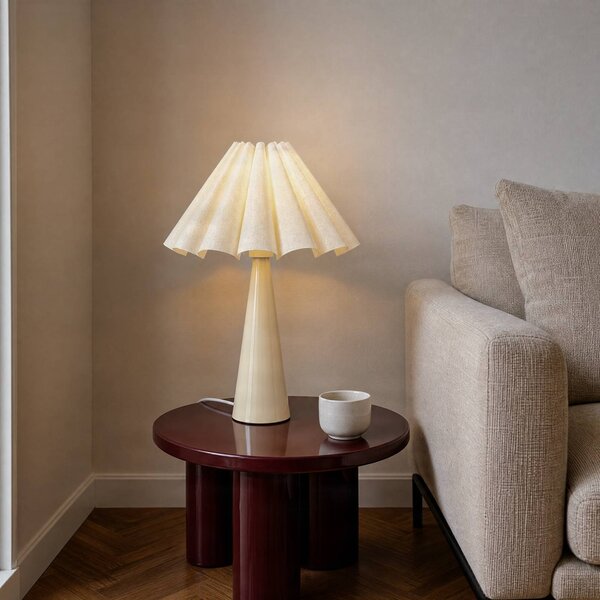 Lampada da tavolo Lotte Lindby, Bianco / Opale, Soggiorno / Sala da pranzo, Tessuto / Stoffa / Seta, Moderno, Lampada da tavolo