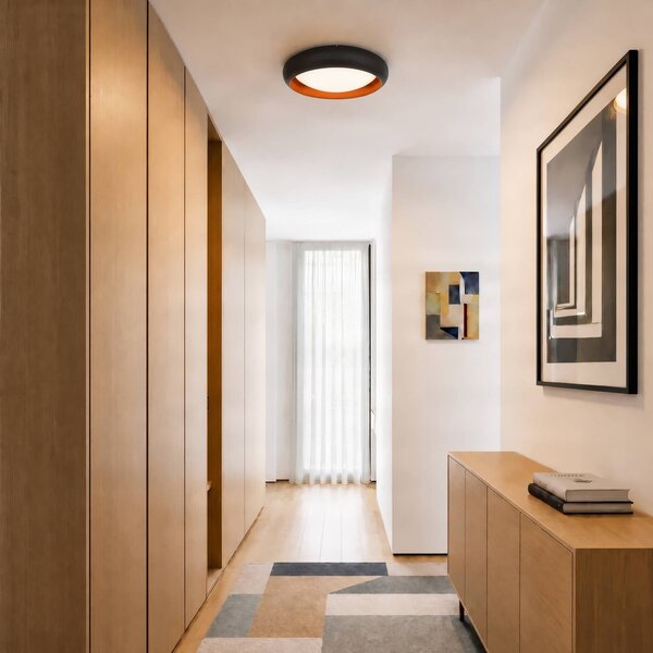 Plafoniera soffitto Serava Lindby, dimmerabile, Nero, Soggiorno / Sala da pranzo, Plastica, Moderno, Plafoniera