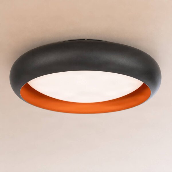 Plafoniera soffitto Serava Lindby, dimmerabile, Nero, Soggiorno / Sala da pranzo, Plastica, Moderno, Plafoniera