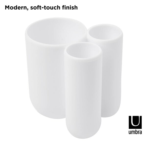 Bicchiere di plastica bianco per spazzolini da denti Touch - Umbra