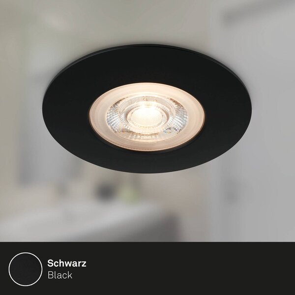 Briloner Faretto LED da incasso Kulana nero set 3x IP65, Nero, Soggiorno / Sala da pranzo, Plastica, Moderno