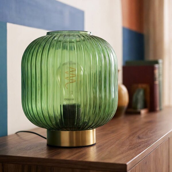 OSRAM Lampada da tavolo Decor Groovie, Verde, Soggiorno / Sala da pranzo, Vetro, Vintage, Lampada da tavolo