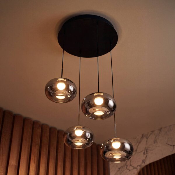 OSRAM Lampada a sospensione Decor Satellite, dimmerabile, Alluminio / Grigio / Zincato, Soggiorno / Sala da pranzo, Vetro, Moderno, Lampada a sospensione