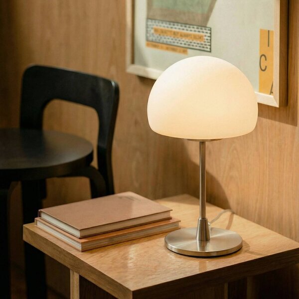 Fabas Luce Lampada da comodino Gaia big, Alluminio / Grigio / Zincato, Camera da letto, Metallo, Moderno, Lampada da tavolo