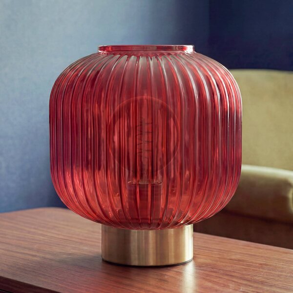 OSRAM Lampada da tavolo Decor Groovie, Rosso, Soggiorno / Sala da pranzo, Vetro, Vintage, Lampada da tavolo