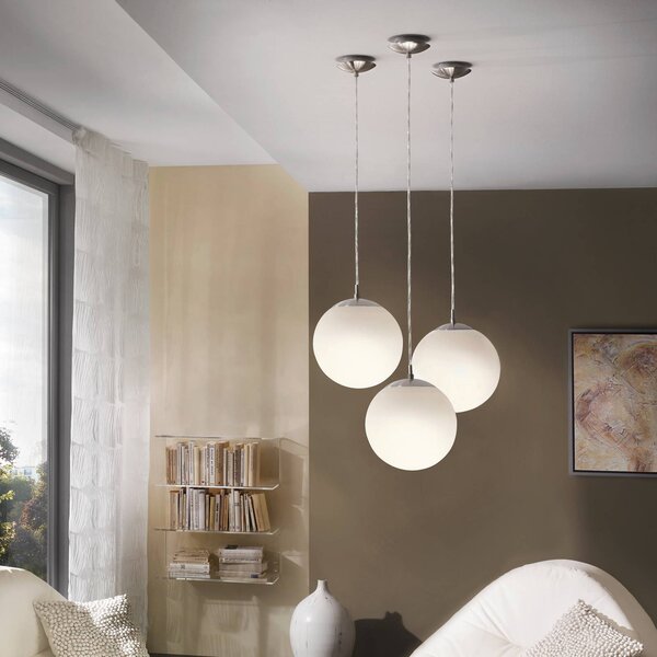 EGLO Lampada a sospensione in vetro Rondo, dimmerabile, Bianco / Opale, Corridoio, Vetro, Moderno, Lampada a sospensione
