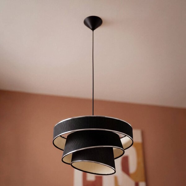 OSRAM Lampada a sospensione Decor Glittey, dimmerabile, Alluminio / Grigio / Zincato, Soggiorno / Sala da pranzo, Tessuto / Stoffa / Seta, Moderno, Lampada a sospensione
