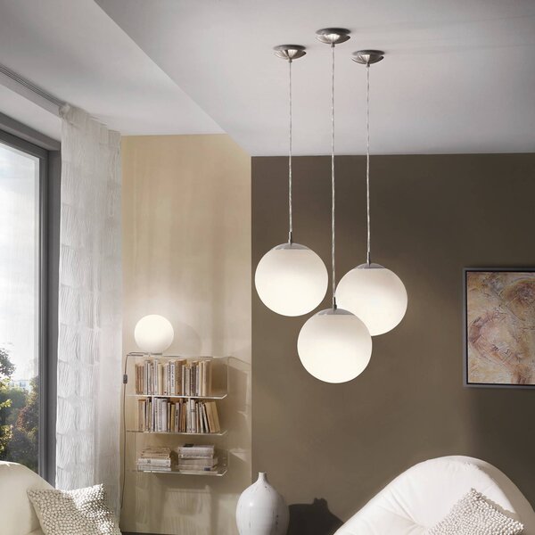 EGLO Lampada a sospensione in vetro Rondo, dimmerabile, Bianco / Opale, Corridoio, Vetro, Moderno, Lampada a sospensione