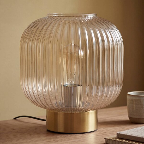 OSRAM Lampada da tavolo Decor Groovie, Crema / Ambra, Soggiorno / Sala da pranzo, Vetro, Vintage, Lampada da tavolo