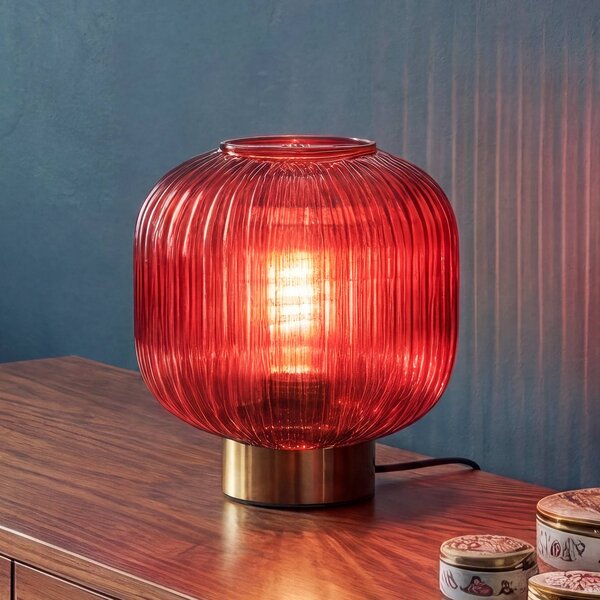 OSRAM Lampada da tavolo Decor Groovie, Rosso, Soggiorno / Sala da pranzo, Vetro, Vintage, Lampada da tavolo