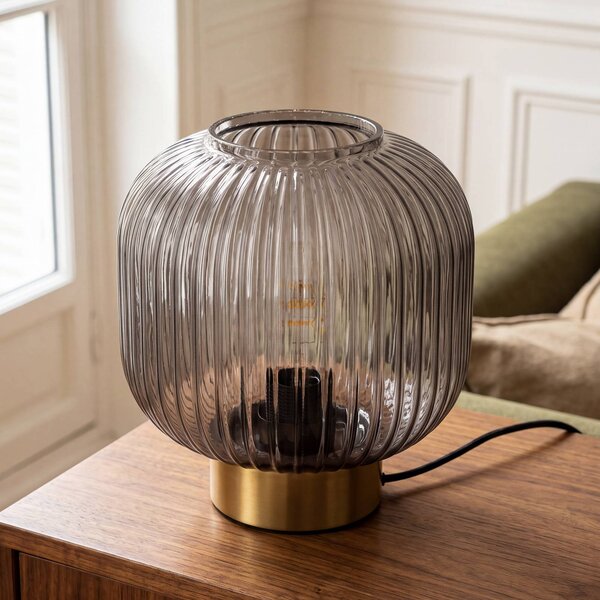 OSRAM Lampada da tavolo Decor Groovie, Alluminio / Grigio / Zincato, Soggiorno / Sala da pranzo, Vetro, Vintage, Lampada da tavolo
