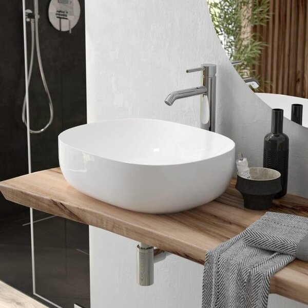 Lavabo da appoggio ovale OLTENS Hamnes, dimensioni 60,5 x 41,5 cm, con tecnologia SmartClean